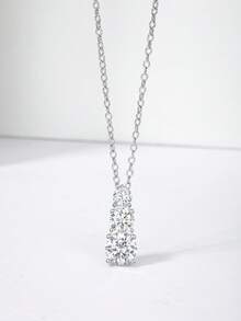 1pc Minimalist Fashionable S925 Sterling Silver Zirconia Necklace, Suitable For Women's Daily And Date Wear, Women's Jewelry Gift - Silver - View 4