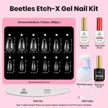 Beetles Gel Nail Kit Short Almond Gift Spree Easy DIY Extension Set Gift For Women - Almond Medium 288pcs - 查看 7