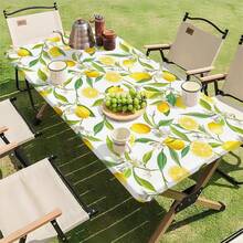 1 pieza Mantel elástico para exteriores con patrón de limón, mantel floral de frutas de verano amarillo, decoración del hogar para mesa de cocina y comedor, mantel con patrón de limón, adecuado para primavera y verano - D - Ver 13