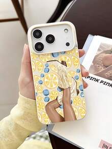 1 pieza Funda de teléfono suave con patrón de limón y arándano, resistente a arañazos y huellas dactilares, compatible con iPhone 17/16/16Pro/16Plus/15/15ProMax/15Pro/11/12/13/14ProMax/11Pro/11ProMax/12Pro/12ProMax/13Pro/13ProMax/14Pro/14ProMax - Multicolor - Ver 3