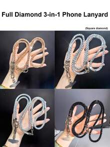 1 pièce Cordon de téléphone bandoulière long, sangle de poignet et de cou multifonction avec strass, bracelet mode pour femmes, convient pour les voyages en plein air, la randonnée, les achats, unisexe, porte-téléphone à corde courte, bracelet de smartphone, cordon de protection de smartphone, porte-clés, accessoire de téléphone, pendentif de téléphone, breloque de téléphone, rentrée scolaire, Coupe du monde - Multicolore - Voir 9