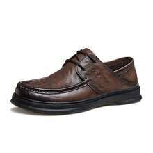 Men's Spring Comfortable Genuine Leather Soft-Soled Classic Business Casual Shoes - Brown - View 4