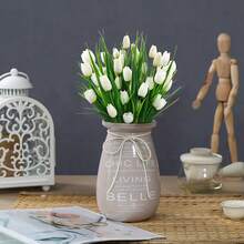 2/4束仿真郁金香，户外逼真多色郁金香，家居装饰，适用于窗户、门廊、花园、谷仓 - 彩色 - 查看 6