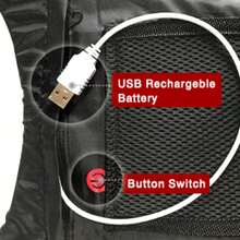 Reflective Cycling Vest, Reflective Backpack Clip, USB Rechargeable, With LED Flashing Remote Control, Cycling And Running Safety Gear - Grey - View 6