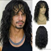 Tóc giả phong cách ngôi sao nhạc rock thập niên 80 - Tóc dài xoăn đen tổng hợp, thích hợp cho cosplay và các bữa tiệc Halloween, mọi mùa. - màu đen - Xem 3