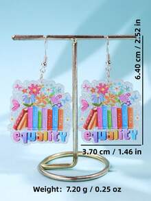 1 Pair Proud Moon Elegant Cute Fashion Unique Floral & Book Design Acrylic Dangle Earrings, Women's Daily, Holiday, Party Jewelry Gift - Multicolor - View 5