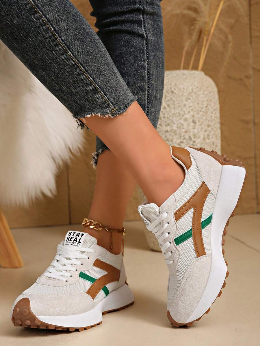 2026 New Full Rhinestone Thick Platform Wedge Shoes For Women, Spring/Autumn Round Toe Lace-Up Height-Increasing Petite Rhinestone Leather Shoes - Beige - View 1