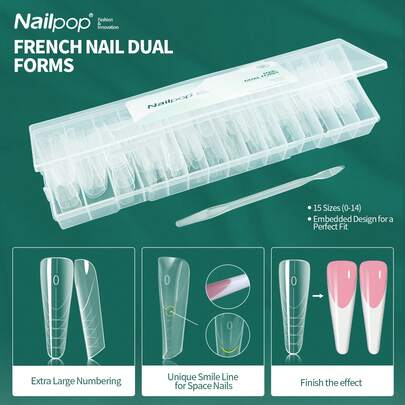 150个/盒 透明法式美甲双头模具 亚克力美甲凝胶快速成型模具 全覆盖亚克力延长顶模