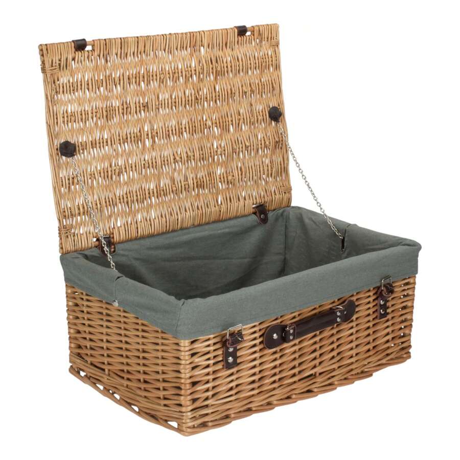 Red Hamper 36cm Buff Finish Wicker Picnic Basket - Grey - View 1