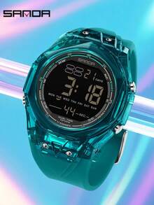 SANDA 6289 Men's Electronic Waterproof Watches Multi FunctionalSports LED Luminous Alarm Clock Men Timer DigitalWrist Watch - Blue - View 6