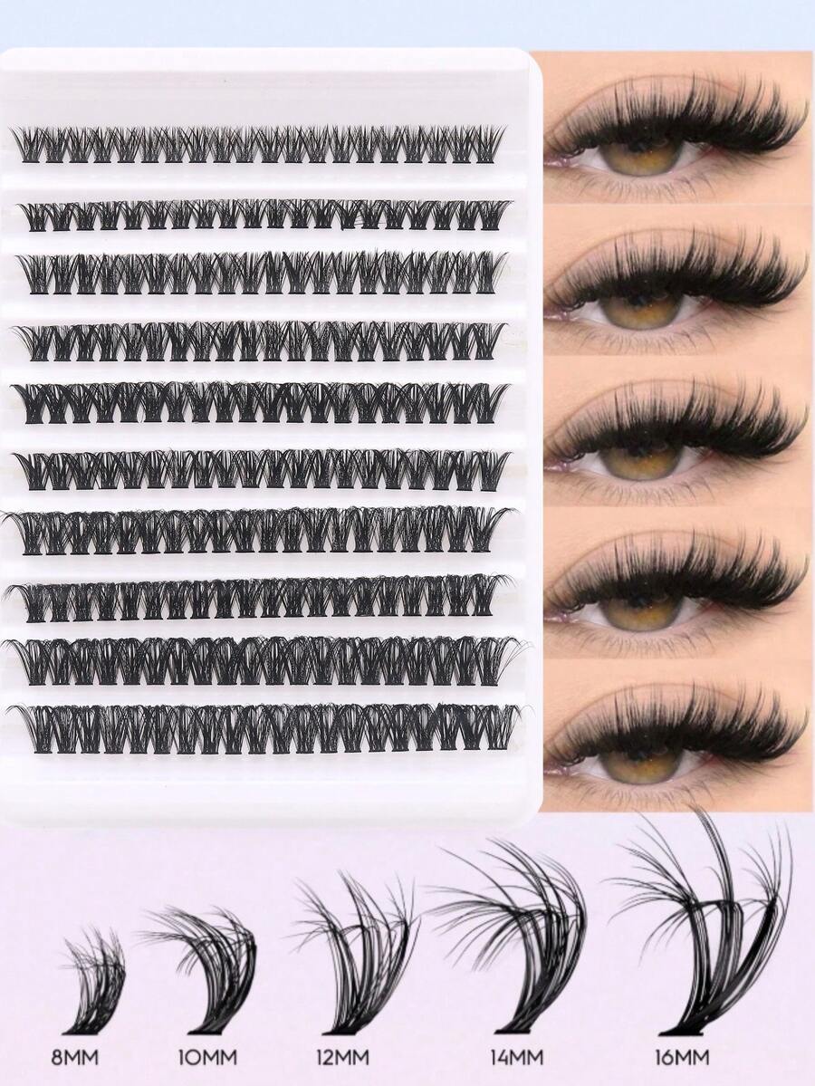 200pcs Black 60D Cluster Lashes 8-16mm D-Curl Lash Extension DIY Self-Use Lash Set - D - View 1
