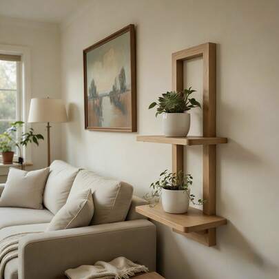 Estantería de pared de madera montada, estante de pared flotante minimalista adecuado para plantas de interior, decoración del hogar retro