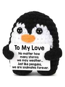 1个手工钩织张腿企鹅毛绒玩具，创意感恩节礼物，精致独特，适合生日、祝福、感谢等场合，可爱家居装饰玩偶，优质钩织玩偶，柔软亲肤，具有治愈功效 - 彩色 - 查看 7