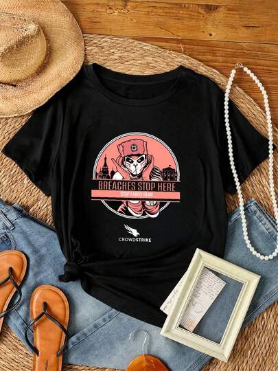 women t-shirt print CrowdStrike Fancy Bear CyberSecurity Breach SZ L  Hacker Security Shirt
