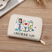 简约休闲护士节钱包，女士多卡位拉链信用卡夹 - 彩色 - 查看 4