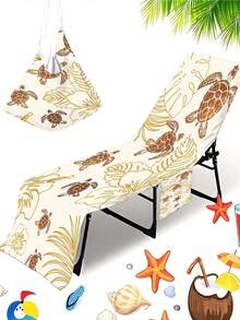 1pc Leopard Print Open-Style Beach Chair Cover, Super Fiber Quick-Dry Towel, Suitable For Pool Chairs, Beach Towel Chair Cover With Pocket, Travel Essential Holiday Accessory - Multicolor - View 6