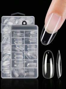 [Bestseller]120/240Pcs Short Almond Nail Tips Soft Gel Gelly Nail Tips Half Matte Full Cover Nail Tips Acrylic Pre-Filed Press On Nail Tips Nail Extension Home Manicure Press On Nails Nail Supplies - 清除 6 - 查看 10