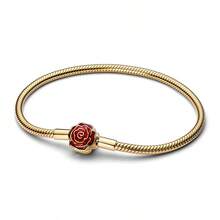 New Design Heart-Shaped Full Diamond Snake Bone Bracelet, Suitable For 925 Sterling Silver DIY Bangle, Fashionable & Exquisite Jewelry For Women Birthday Wedding - Gold - View 16
