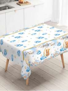 1件泰迪熊图案桌布，小熊主题派对桌布，男孩生日派对装饰桌布，婴儿派对桌旗，男孩生日装饰桌旗，节日派对桌裙，婴儿派对装饰，婚礼派对装饰，房间装饰，家居装饰，厨房用品，户外露营野餐一次性用品，生日礼物，派对礼品 - 小熊 - 查看 5