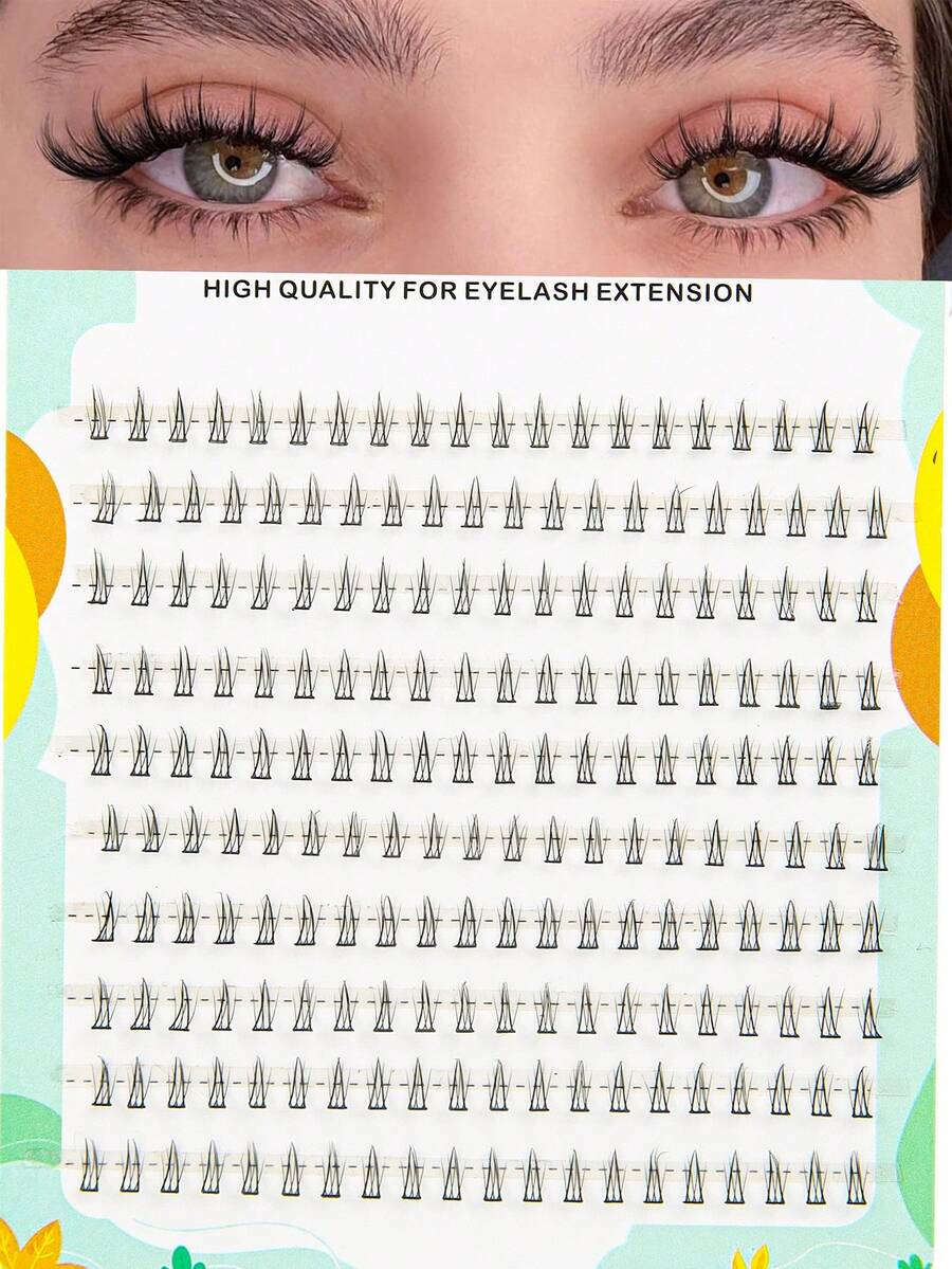 200 Clusters Wholesale Bottom Eyelashes ,C Curl,Segmented Natural Manga Eye, Clear Band ,Individual Lashes For Daily Makeup Extension Eyelashes DIY At Home ,Soft & Be Convenient To Use - C - View 1