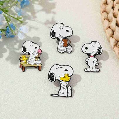 SNOOPY 1pc 2026 New Cute American Cartoon Peripheral! These Enamel Pins With Alloy Material Feature Adorable Hound Design, Perfect As Backpack Accessories And Brooch Decorations. Providing Various Fashionable Patterns, It Makes A Great Gift For Friends And Family (Random Delivery). High-Value And Eye-Catching, Ideal For Adding Fun To Bags And Clothes! Suitable For Women's Day, Valentine's Day, Eid Al-Fitr, Korean School Opening Ceremony (Random Style)