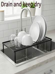 1pc Carbon Steel Countertop Storage Rack - Foldable Wardrobe Organizer, Polished Surface, Space-Saving, Suitable For Kitchen, Dining Room, Bar, Kitchen Tools And Small Items, Minimalist Design, Sturdy Structure, Fits Kitchen Cabinet, Practical Storage Rack - M - View 9