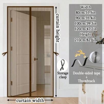 Cửa lưới chống muỗi từ tính, có khóa nam châm và hệ thống treo bằng dây buộc - Thích hợp cho phòng khách, phòng ngủ - Rào chắn côn trùng an toàn cho thú cưng