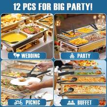 RayPard Reusable Plastic Serving Utensils Set Of 12, Wheat Straw Large Serving Set 10" Serving Spoons/10" Slotted Spoons/9.4" Tongs, For Party Buffet Catering (Black, Not For Cooking) - Màu A - Xem 7