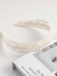 1pc Women Flower Embroidered Headband Elegant Piranha Flower Valentine's Day,Hairband,Hair Hoop,Hairband,Hair Hoop Headbands Hair Accessories Head Accessories - 米色 - 查看 5