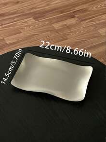1 pieza Bandeja rectangular ondulada de acero inoxidable, plato de estilo industrial para cafetería, restaurante, postre, té de la tarde - Plateado - Ver 3