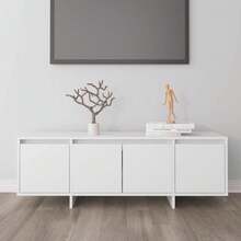 vidaXL TV Cabinet With 4 Doors, Lowboard, TV Furniture, Table, Sideboard, TV Stand, TV Cabinet, HiFi Cabinet, White, 120x30x40.5cm, Engineered Wood - 白色 - 查看 1