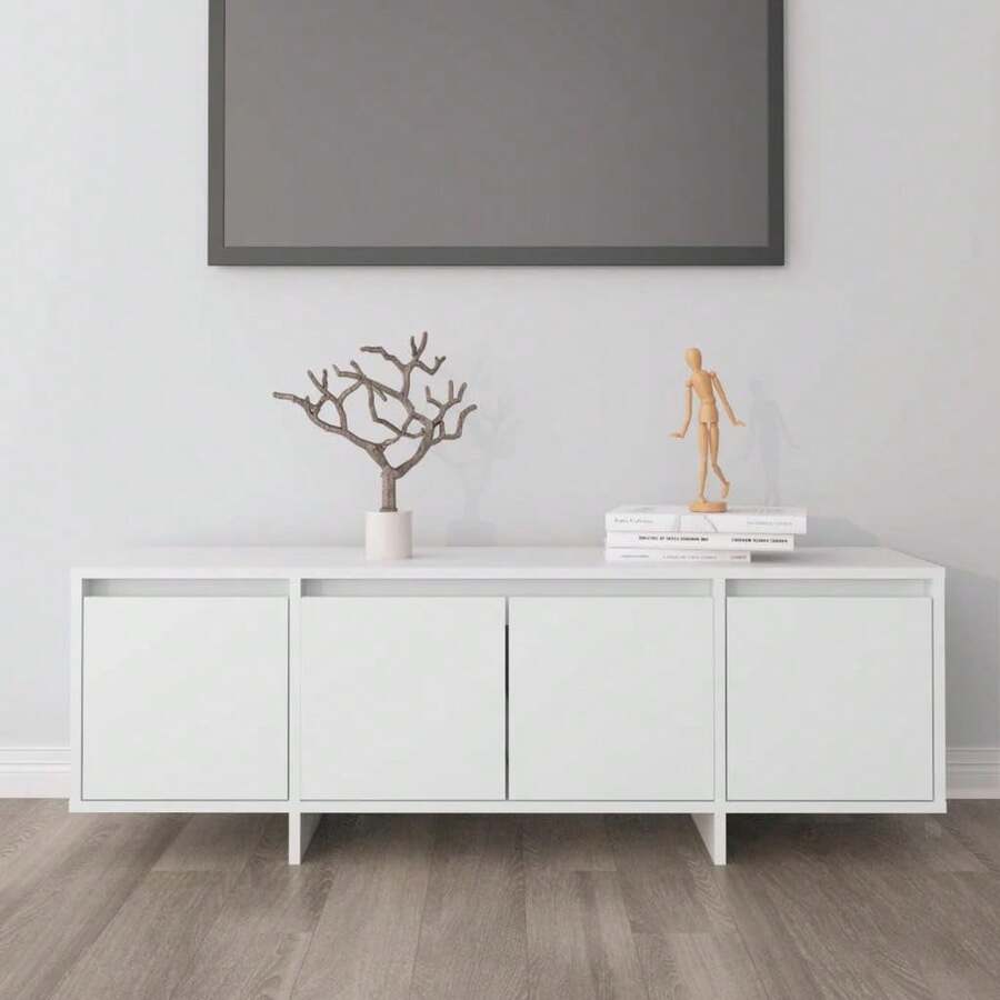 vidaXL TV Cabinet With 4 Doors, Lowboard, TV Furniture, Table, Sideboard, TV Stand, TV Cabinet, HiFi Cabinet, White, 120x30x40.5cm, Engineered Wood - 白色 - 查看 1