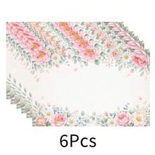1pc Floral Print Linen Placemat, Breakfast Mat, Cup Coaster, Bowl Pad ...
