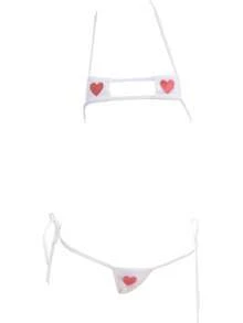Womens Micro Bikini Suit Anime Bikini Cosplay Lingerie Kawaii Bra And Panty Set Cute V2KO - 418white - 查看 9