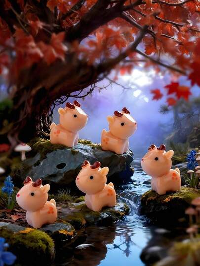 50/30/20/10/5/1pc Miniatures Cute Deer Ornament Model Home Car Decoration Figurines Crafts Resin Mini Landscape Home Accessories Gifts