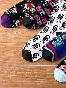 5 双街头风 67 号卡通甜甜圈印花中筒袜，百搭 - 彩色 - 查看 7