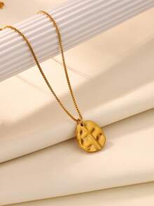 1pc Minimalist Asymmetrical Cross Pendant Necklace, 18K Gold Plated Stainless Steel Chain, Punk & Hip-Hop Style Versatile Daily Wear For Women - Multicolor - View 6