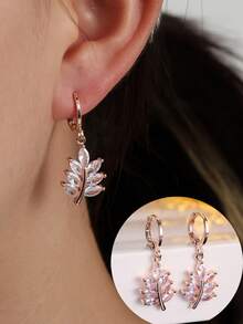 1对女士树叶形耳环，简约风格，适合作为礼物和日常佩戴 - 耳環 - 查看 7