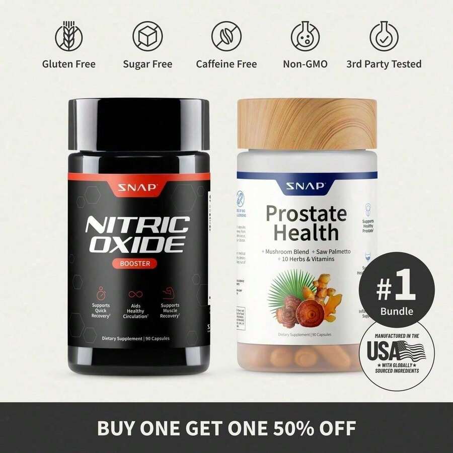 Nitric Oxide Booster 90ct + Prostate Bundle   Natural Supplement Capsules   Support Blood Circulation & Prostate - 1 Bundle - View 1
