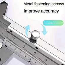 Thước kẹp Vernier bằng thép không gỉ chính xác 0.02mm, vạch chia khắc laser, thân dày, vít khóa kim loại, đo 4 chiều (ngoài, trong, độ sâu, bước), thước đo độ sâu có thể thu gọn, thích hợp cho gia công cơ khí, chế biến gỗ, thẩm định trang sức, DIY, giảng dạy cho sinh viên. - A - Xem 2