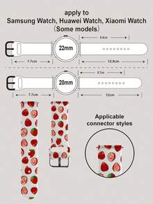 20/22mm 通用草莓图案表带，兼容三星、荣耀智能手表 - 硅胶表带，兼容 GT2/GT3、Watch 3/Galaxy - 彩色 - 查看 5