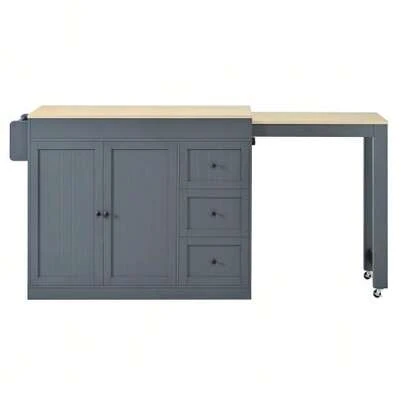 Kitchen Island On Wheels, Extendable Dining Area Kitchen Island With Spice Rack And Drawers, Mobile Freestanding Kitchen Island, Ideal For Kitchen And Dining Room