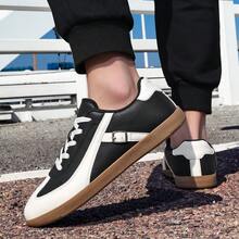 Spring Men's New Casual Sports Board Shoes, Lightweight And Soft Soled German Training Shoes - Black and White - View 3