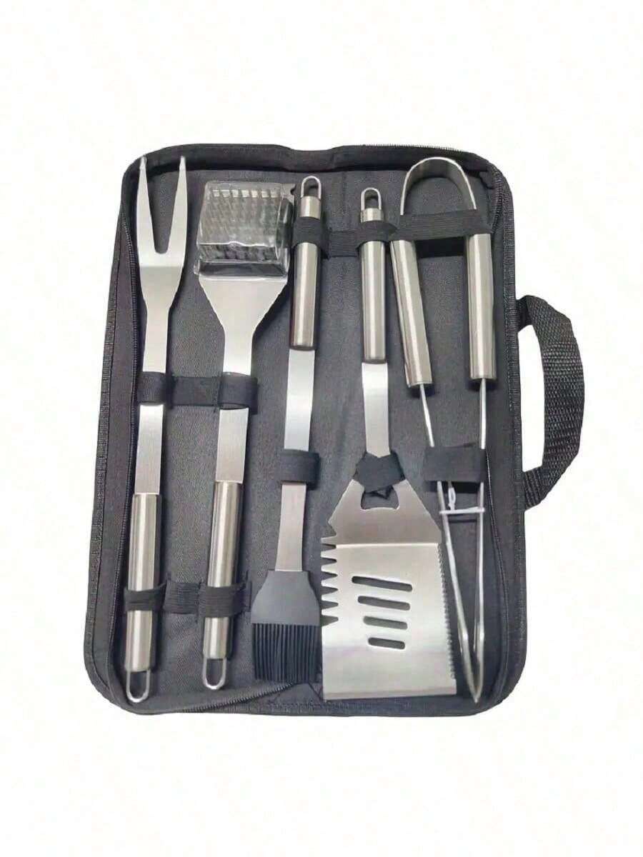 Juego de herramientas para BBQ de acero inoxidable, adecuado para camping o parrilladas en el patio, utensilios de barbacoa unisex - aleatorio - Ver 1