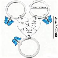 3件套女儿妈妈钥匙扣套装心形配套钥匙扣，适合姐妹、妈妈和家人使用 - 淺粉色 - 查看 2