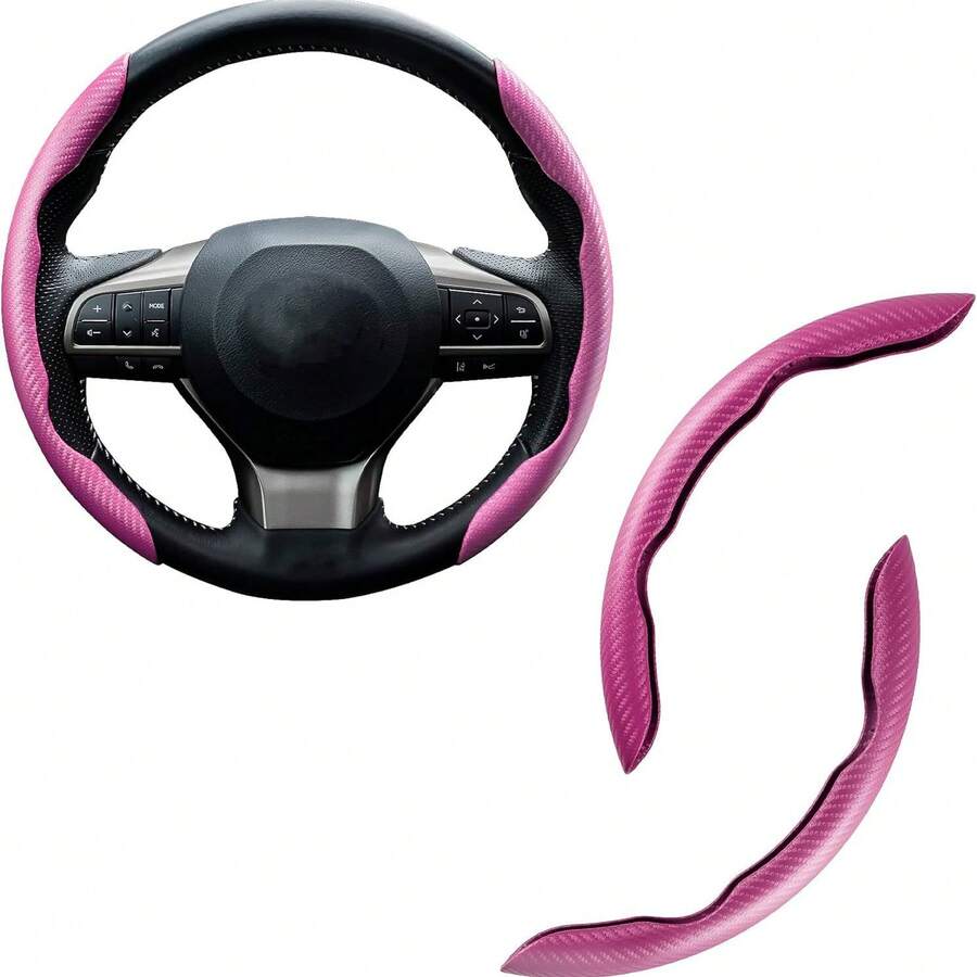 Bộ 1/3 ốp vô lăng bằng sợi carbon dạng kẹp, ống bảo vệ vô lăng chia đoạn, phù hợp với vô lăng tròn và hình chữ D.
