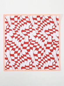 1pc Fashionable Versatile Bandana Scarf With Wavy Geometric Pattern, Headwrap - Multicolor - View 5