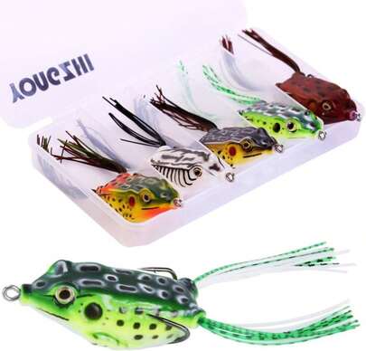 YONGZHI Fishing Lures Kit 5 PCS,Bass Fishing Tackle Set Including Soft Bait Frog Lures Freshwater Lure Kit For Bass Trout Walleye Panfish Frog 5PCS