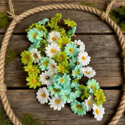 50pcs/100pcs/200pcs/300pcs Artificial Daisy Flowers For DIY Craft, Home Decor, Wedding, Holiday, Party Decoration