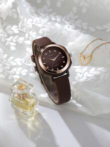 1件装女士休闲硅胶时尚百搭石英腕表，适合日常佩戴 - 均碼 - 查看 3